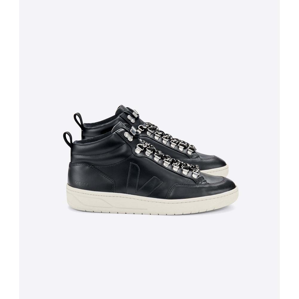 Veja RORAIMA LEATHER Women\'s High Tops Black/White | NZ 355CTV